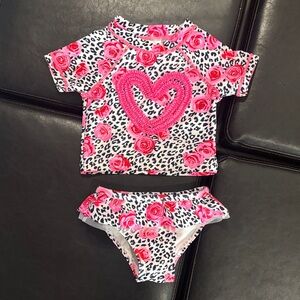 Flapdoodles Rashguard Swimsuit Set